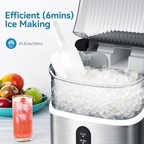 ZAFRO Countertop Ice Maker: 35.5 lbs/24hr, Soft Chewable Ice, Easy One-Click Operation, Self-Cleaning