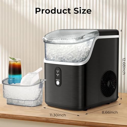 ZAFRO Nugget Ice Maker, Self-Cleaning, Up to 35lbs Daily, Black