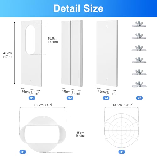 Portable Air Conditioner Vent Kit with Universal Exhaust Hose (5.9" Diameter)