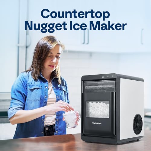 VIVOHOME Counter Nugget Ice Maker - 45 lbs/day, Self-Cleaning for Home, RV, Camping & Office